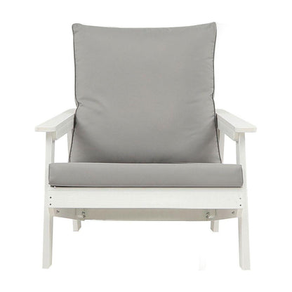 HIPS All-Weather Outdoor Single Sofa with Cushion, White/Grey