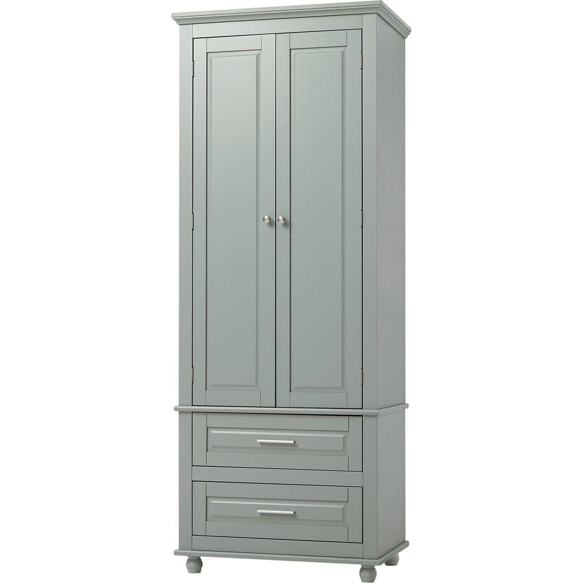 Tall Storage Cabinet with Two Drawers for Bathroom/Office, Grey