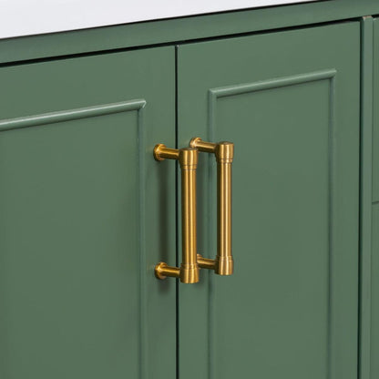 36-inch Traditional Bathroom Vanity with Resin Sink Combo Set, Green Bathroom Cabinet with Two Doors and Four Drawers