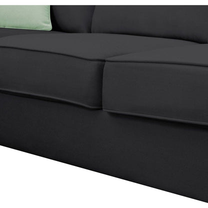 112x87" Sectional Sofa Couches Living Room Sets, 7 Seats Modular Sectional Sofa with Ottoman, L Shape Fabric Sofa Corner Couch Set with 3 Pillows, Black(New of GS008210AAB)
