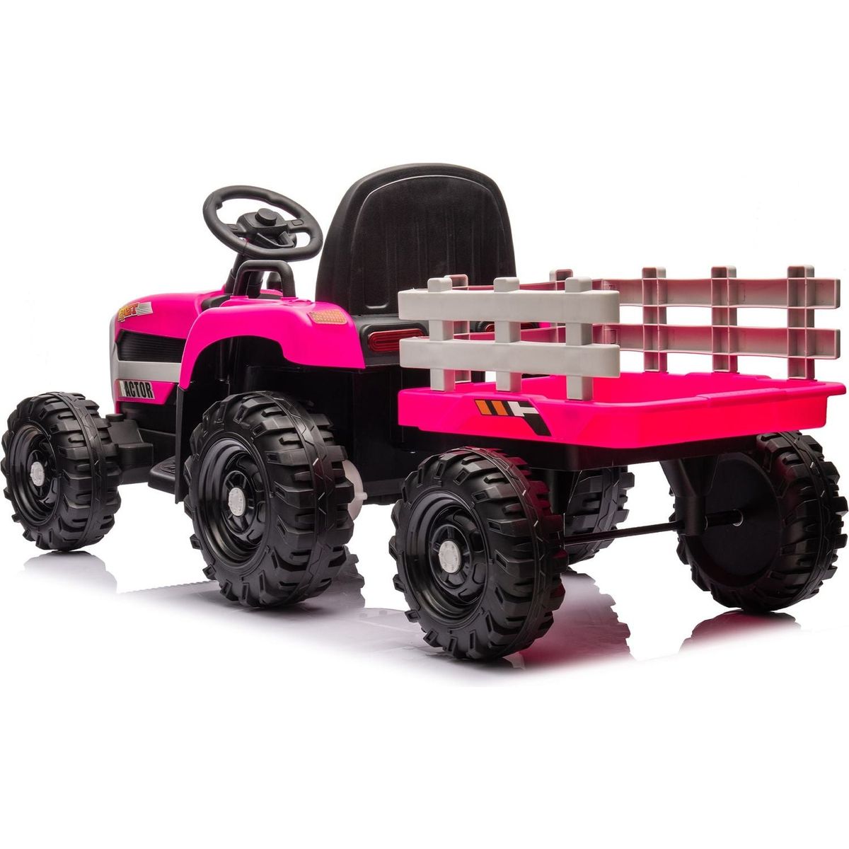 Ride on Tractor with Trailer,24V Battery Powered Electric Tractor Toy, 200w*2motor 1.86-4.97MPH/Remote Control,electric car for kids,Three speed adjustable,USB,MP3 ,Bluetooth,LED light, safety belt.