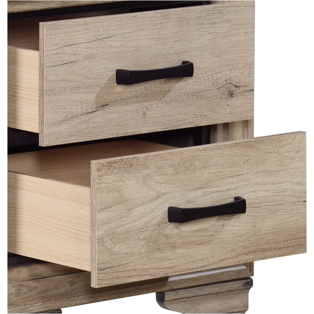 Contemporary Bedroom Furniture 1pc Nightstand of Drawers Natural Finish Melamine Laminate Bed Side Table