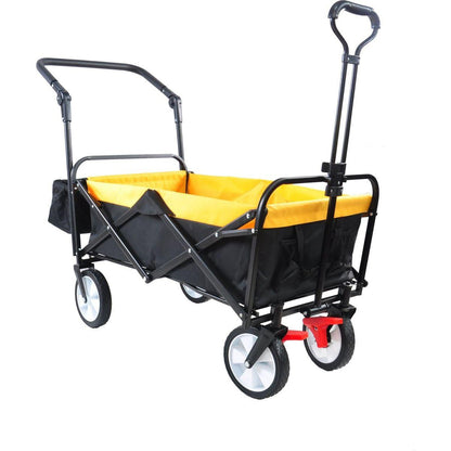 folding wagon Collapsible Outdoor Utility Wagon, Heavy Duty Folding Garden Portable Hand Cart, Drink Holder, Adjustable Handles
