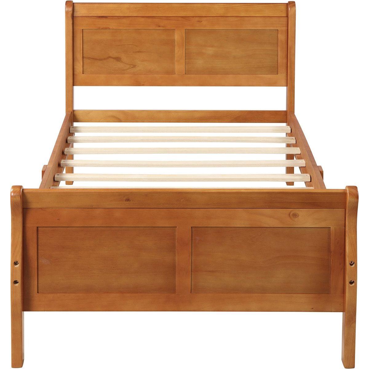 Wood Platform Bed Twin Bed Frame Mattress Foundation Sleigh Bed with Headboard/Footboard/Wood Slat Support