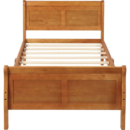 Wood Platform Bed Twin Bed Frame Mattress Foundation Sleigh Bed with Headboard/Footboard/Wood Slat Support