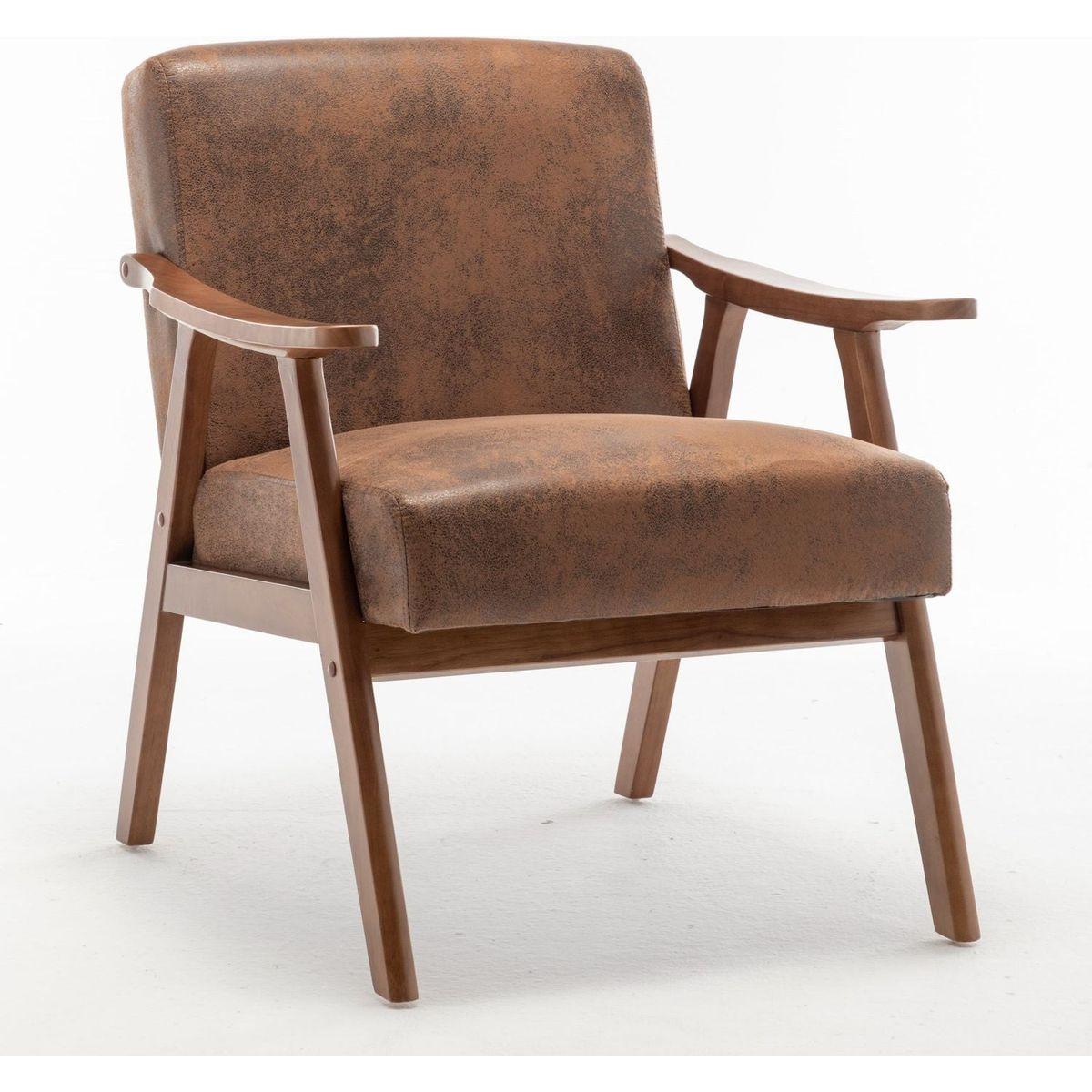 Mid-Century Modern Chair, Living Room Chair with Solid Wood Frame, Accent Chair Extra-Thick Backrest, Wingback Chair for Bedroom, Reading Room, Living Room, Lounge Chair Indoor