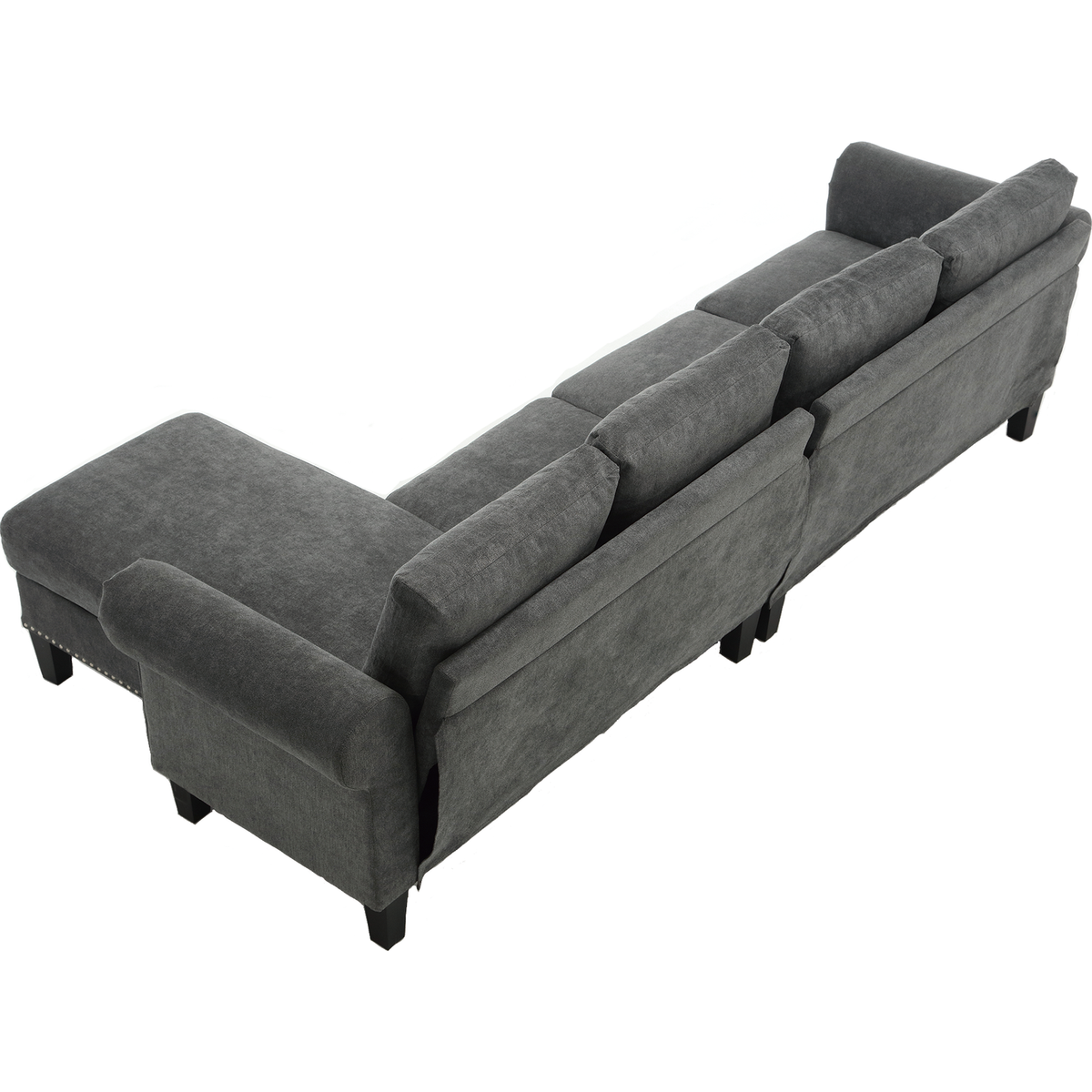 Convertible Sectional Sofa with Storage,L-shaped sofa,Four-seater sofa,Modern Linen Fabric Sectional Couches for Living Room,Gray