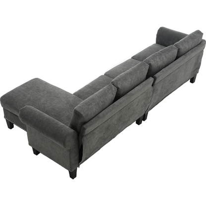 Convertible Sectional Sofa with Storage,L-shaped sofa,Four-seater sofa,Modern Linen Fabric Sectional Couches for Living Room,Gray