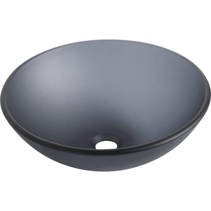 Tempered Glass Matte Bathroom Vessel Sink, Round Bathroom Basin (Tempered Glass Matt Gray)