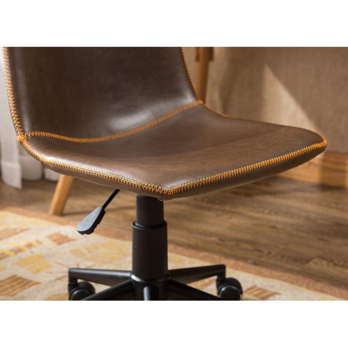 Cesena Faux Leather 360 Swivel Air Lift Office Chair, Antique Brown