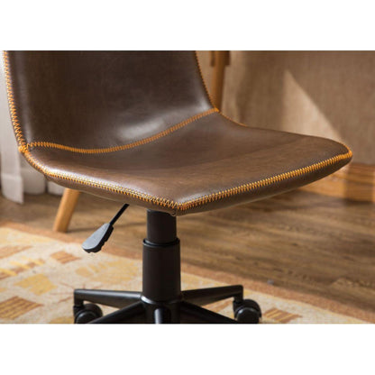 Cesena Faux Leather 360 Swivel Air Lift Office Chair, Antique Brown