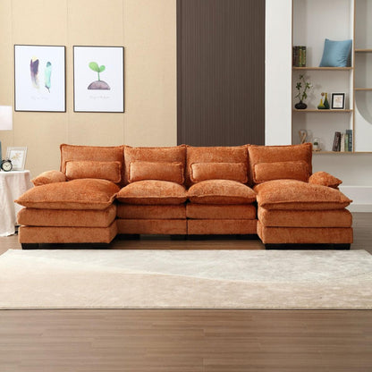 Modern Large chenille Fabric U-Shape Sectional Sofa