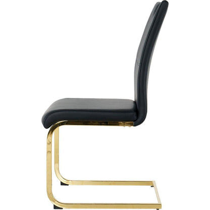 Modern Dining Chairs with Faux Leather Padded Seat Dining Living Room Chairs Upholstered Chair with gold Metal Legs Design for Kitchen, Living, Bedroom, Dining Room Side Chairs Set of 2