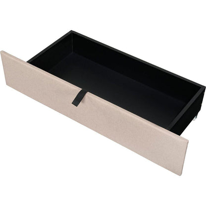 Queen size Upholstered Platform Bed with Storage Headboard, Twin XL Size Trundle & 2 drawers and a set of Sockets & USB Ports, Linen Fabric, Beige