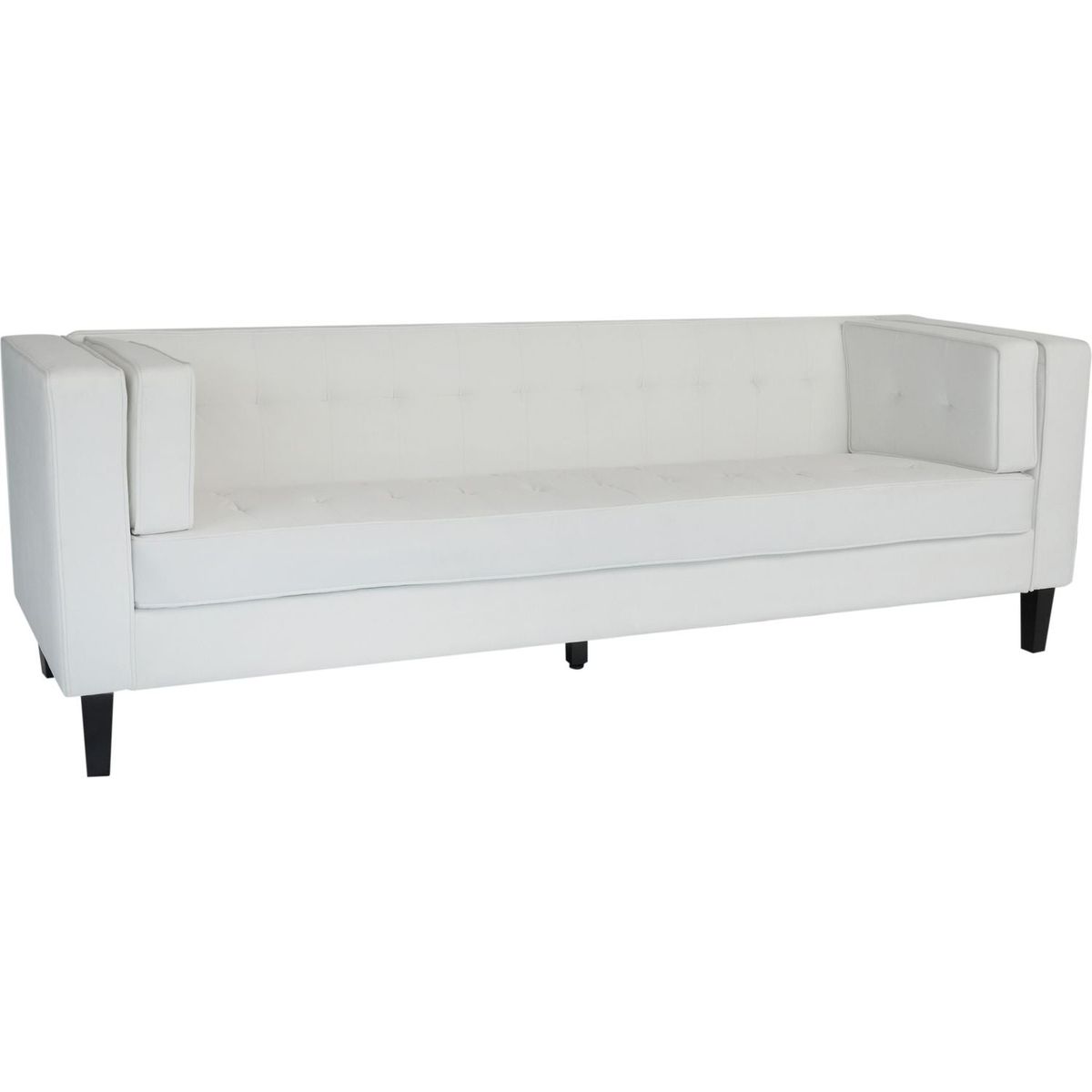 3-Seater Sofa, Upholstered Tufted Coach, Velvet Sofa, Ivory White