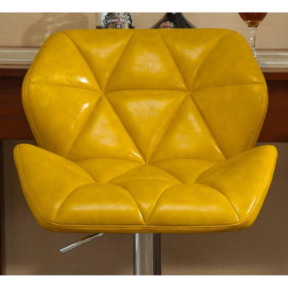 Glasgow Contemporary Tufted Adjustable Height Hidraulic Bar Stools, Set of 2, Yellow