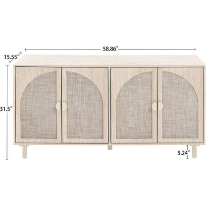 4 Door Cabinet, Suitable for Bedroom, Living Room, Study
