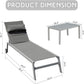 Outdoor Patio Chaise Lounge Set of 3, Aluminum Pool Lounge Chairs with Side Table and Wheels, Textilene Padded Adjustable Recliner All Weather for Poolside, Beach, Yard, Balcony (Gray)