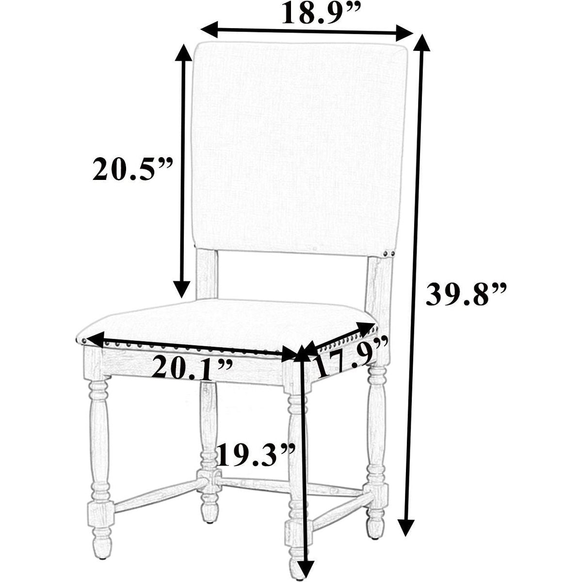 Vintage Traditional 2-Piece Upholstered Dining Chairs with Padded Backs, Natural