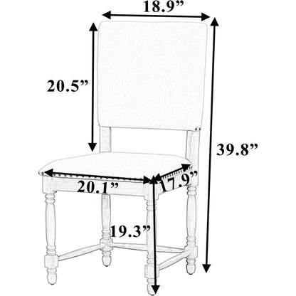 Vintage Traditional 2-Piece Upholstered Dining Chairs with Padded Backs, Natural