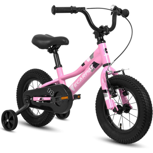 Kids' Bike 14 Inch Wheels, 1-Speed Boys Girls Child Bicycles For3-5Years, With Removable Training Wheels Baby Toys, Front V Brake, Rear Holding Brake