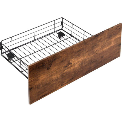 Queen Size Bed Frame with Storage Headboard and 2 Drawers, LED Lights Bed with Charging Station, Metal Platform Bed No Noise, Mattress Foundation Strong Metal Slats Support No Box Spring Needed