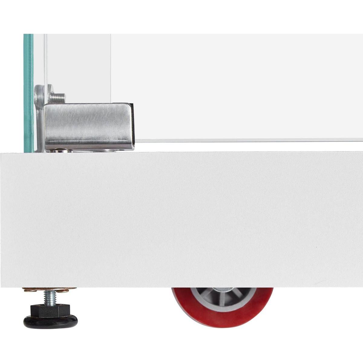 4-Tier Glass Display Cabinet, Double Door Glass Cabinet, Four Partitions, Two Locks, Floor Standing Storage Cabinet for Living Room, Bedroom, Showroom and Office, White, 31.5"L x 14.2"W x 66.3"H