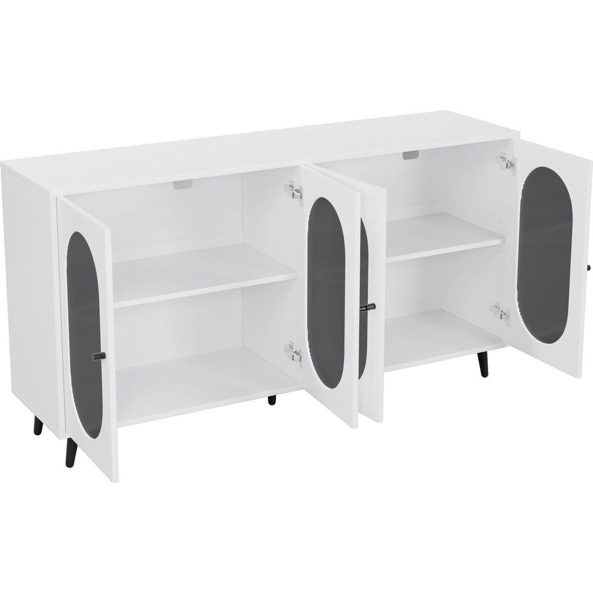 Modern Accent Sideboard Cabinet with Acrylic Doors, Freestanding Storage Cupboard Console Table for Kitchen Dining Living Room Hallway Office, White