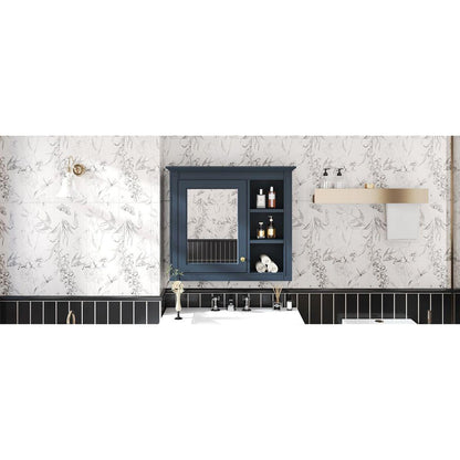 30" x 28" Medicine Cabinet, Wall Mounted Bathroom Storage Cabinet, Modern Bathroom Wall Cabinet with Mirror,Medicine Cabinet, Mirror Cabinet with 3 Open Shelves (Not Include Bathroom Vanity)