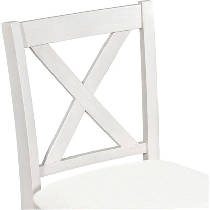 5 Pieces Counter Height Rustic Farmhouse Dining Room Wooden Bar Table Set with 4 Chairs, White