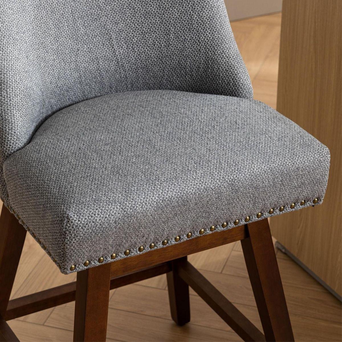 Counter Height Swivel Barstools, 26" H Seat Height Upholstered Bar Stools Set of 2, Fabric in Gray - Streamdale Furniture
