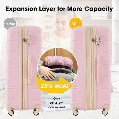 Hardshell Luggage Sets 2Pcs + Bag Spinner Suitcase with TSA Lock Lightweight 20" + 24"
