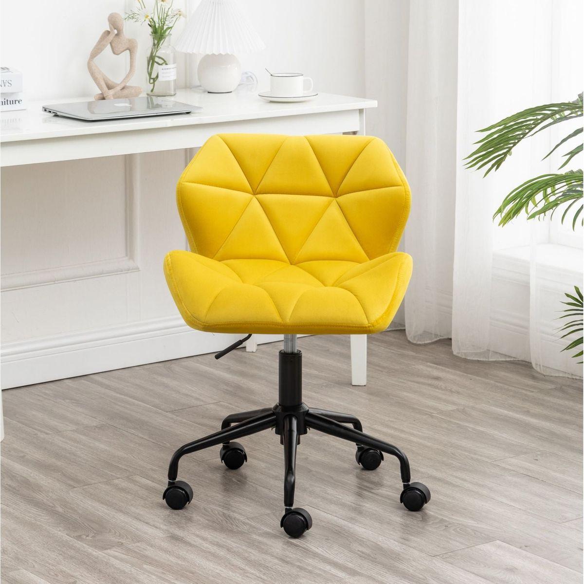 Eldon Diamond Tufted Adjustable Swivel Office Chair, Yellow