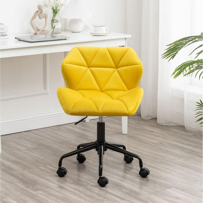 Eldon Diamond Tufted Adjustable Swivel Office Chair, Yellow