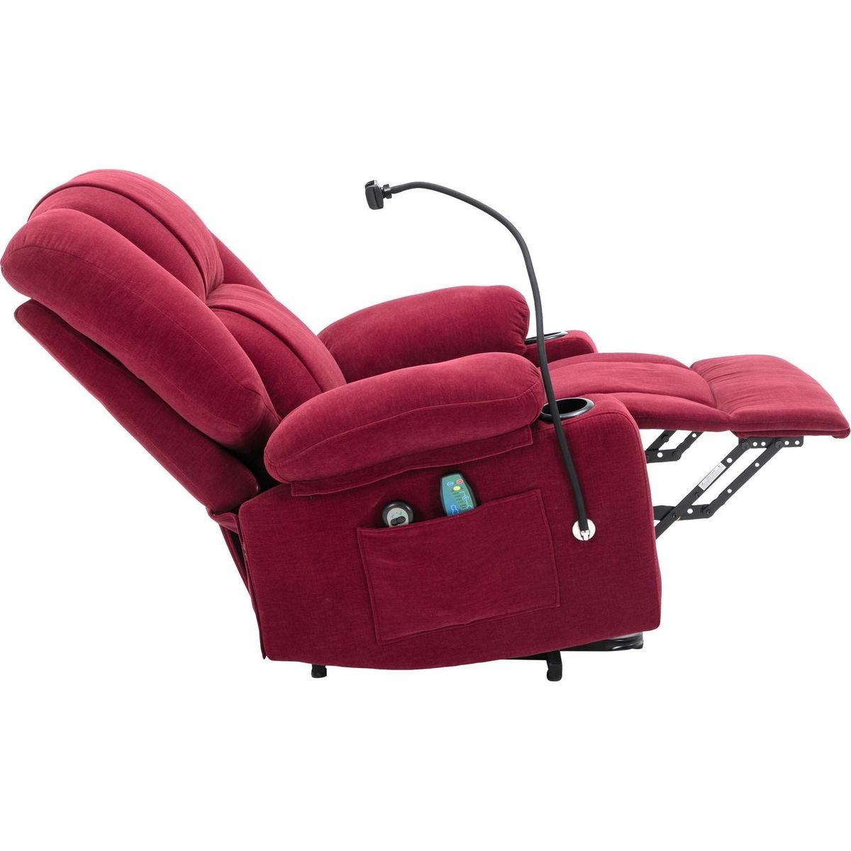 Power Lift Recliner Chair Electric Recliner for Elderly Recliner Chair with Massage and Heating Functions, Remote, Phone Holder Side Pockets and Cup Holders for Living Room, Red