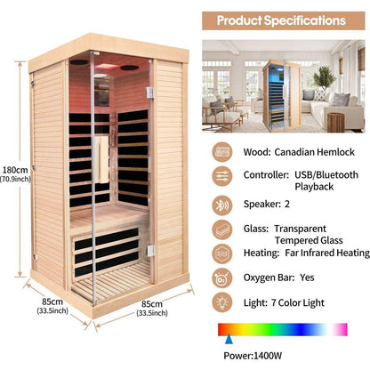 Canadian hemlock single sauna room