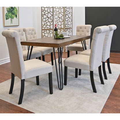 Ashford 7-Piece Dining Set, Hairpin Dining Table with 6 Chairs, 4 Color Options