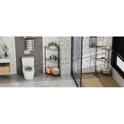 6 Tier Shelf Corner Wire Shelf Rack Pentagonal Shelves Adjustable Metal Heavy Duty Free Standing Corner Storage Display Chrome Rack for Bathroom, Living Room, Kitchen - Black