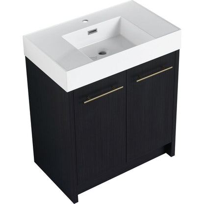 30 Inch Freestanding Bathroom Vanity with Resin Sink, With Soft Closing Door, KD-Package