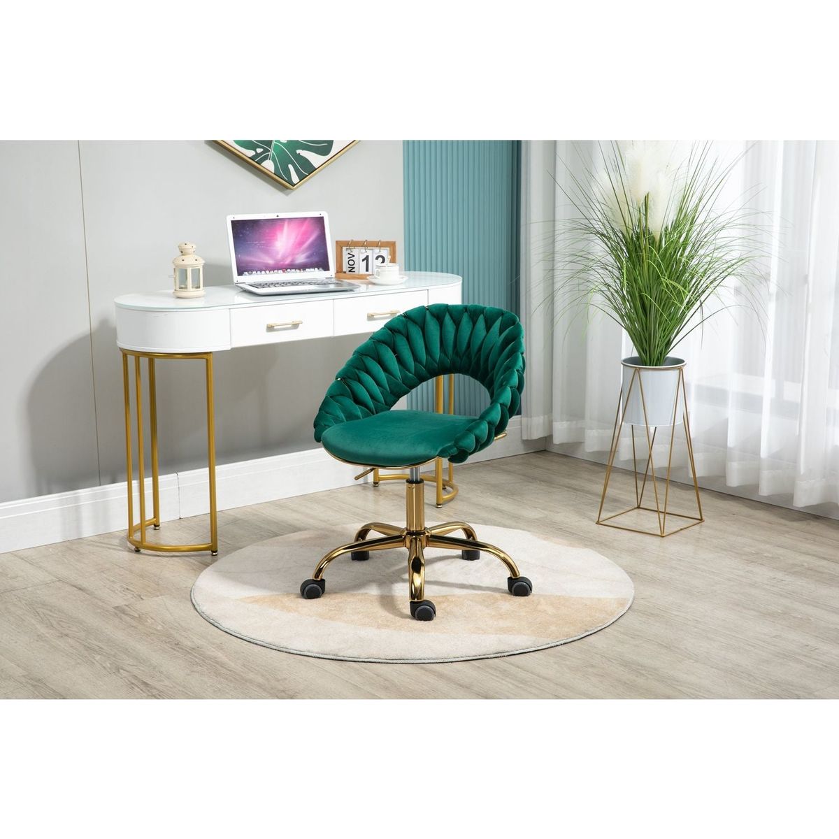 Computer Chair Office Chair Adjustable Swivel Chair Fabric Seat Home Study Chair