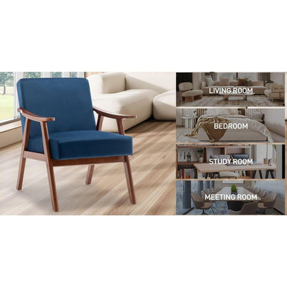 Mid-Century Modern Chair, Living Room Chair with Solid Wood Frame, Accent Chair Extra-Thick Backrest, Wingback Chair for Bedroom, Reading Room, Living Room, Lounge Chair Indoor