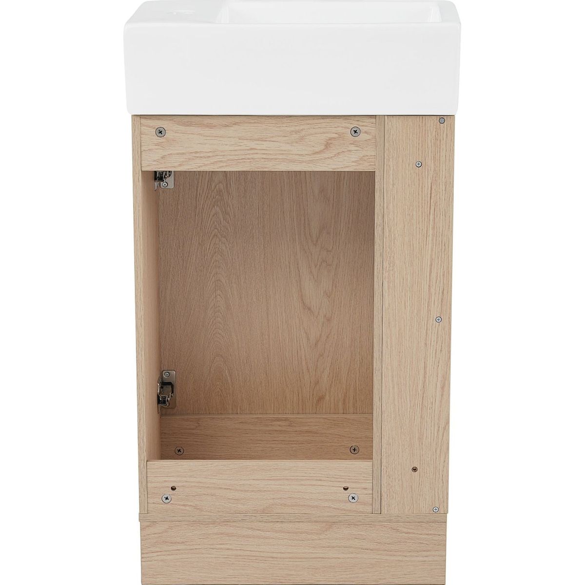 18.6" Bathroom Vanity with Sink, Bathroom Vanity Cabinet with Two-tier Shelf, Left or Right Orientation, Natural