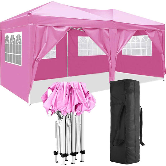 10'x20' Folding Canopy with 6 Removable Sidewalls Outdoor Event Shelter UPF 50+ Gazebo Portable Tents for Parties Beach Camping Wedding EZ Pop Up Canopy