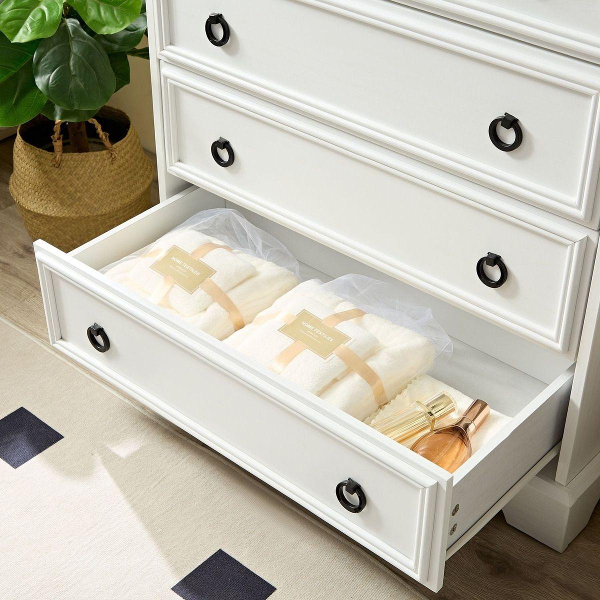 Modern 6 Drawer Dresser, Dressers for Bedroom, Tall Chest of Drawers Closet Organizers & Storage Clothes - Easy Pull Handle, Textured Borders Living Room, Hallway,L 29.53"xW15.75"xH48.03"White