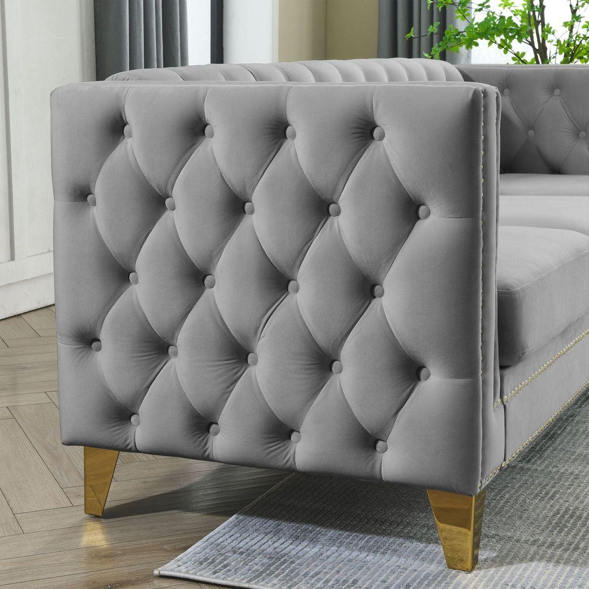 3-seater + 2-seater Combination sofa.GREY VELVET