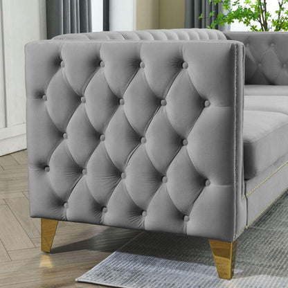 3-seater + 2-seater Combination sofa.GREY VELVET