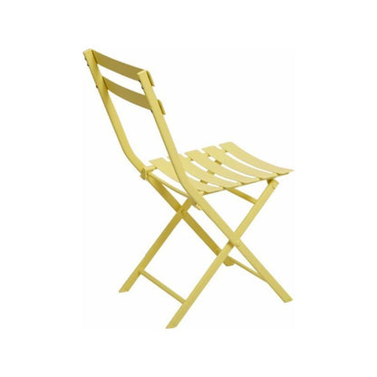 3 Piece Patio Bistro Set of Foldable Square Table and Chairs, Yellow