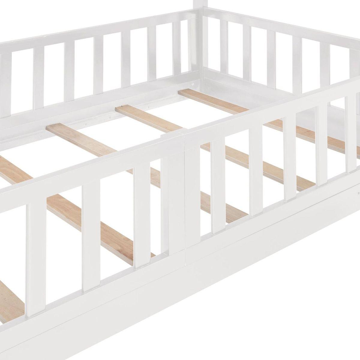 Twin Over Twin Bunk Bed with Slide and Ladder, White
