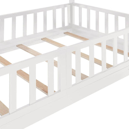 Twin Over Twin Bunk Bed with Slide and Ladder, White