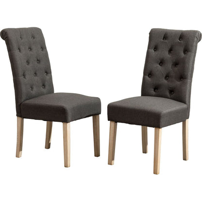 Amonia 7-piece Dining Set, Turned-Leg Dining Table with 6 Tufted Chairs